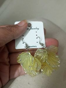 Pretty Yellow Leaf Drop Earrings