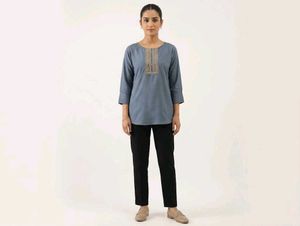Embroidered Blue Kurta