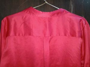 Elegant Red Satin Button-Down Shirt