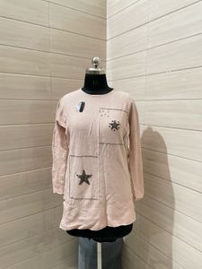 Oversized stone work Stylish Long Sleeve Top
