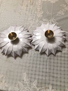 itle:   Set of 2 Purple Lotus Flower Brass Diya |