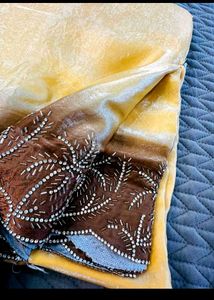 Beautiful Yellow Saree with Beaded Border