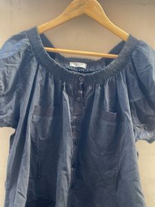 Blue Off-Shoulder Blouse