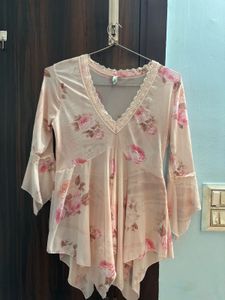 Sheer Floral Tunic Top