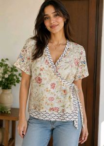 Embroidered  Printed Pure Cotton Top