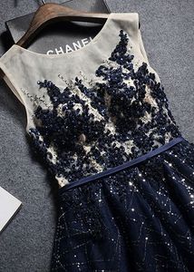Elegant Navy Sequined Gown