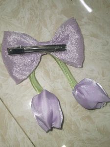 Cute Purple Bow with Flower Dangles