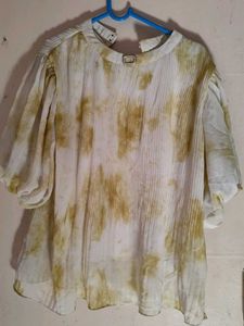 Unique Pleated & Tie-Dye Top