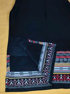 Stylish Black Dress with Bohemian Border