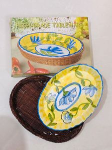BRAND NEW 🍃Hand- Painted Floral Oval Platter 🍃