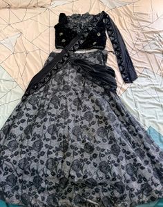 Stylish Black Ready to wear Saree Type Lehenga