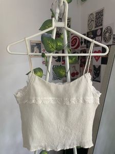 Cream Lace Trim Cami Top