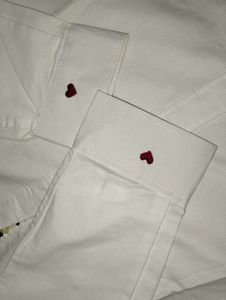 White Hand Embroidered "I Love You" Shirt