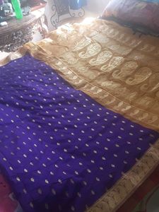 Purple(violet) Pattu & Gold Imitation Zari Saree