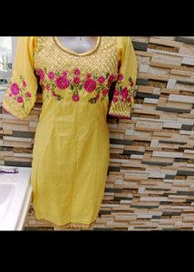 Yellow Embroidered Kurta