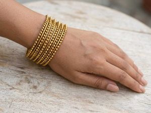 Elegant Gold Beaded Bangles- set of 12
