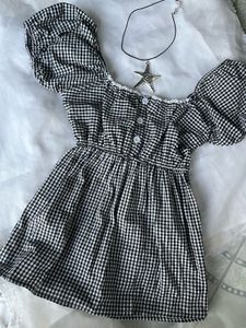 Gingham Puff Sleeve Dress