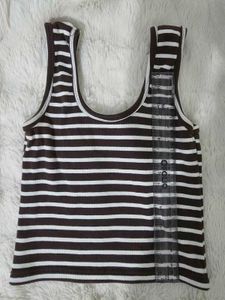 Brown &amp; White Striped Tank Top