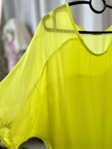 Vibrant Lime Sheer Layered Tunic Top