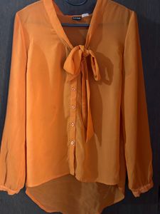 Korean Style Shirt With Tie Bow