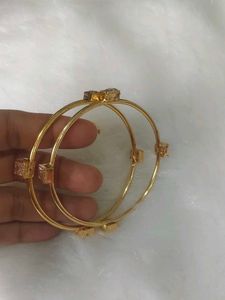Elegant Gold with diamond Bangles Set