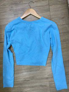 Blue Cropped Long Sleeve Tee