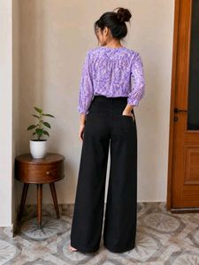 Chic Black Wide Leg Trousers