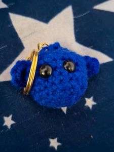 Handmade Blue Crochet Keychain