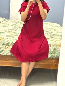 Elegant Red Fit &amp; Flare Dress