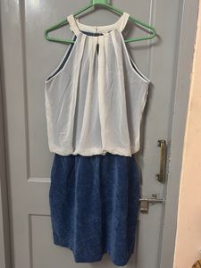 White & Blue Mini Dress