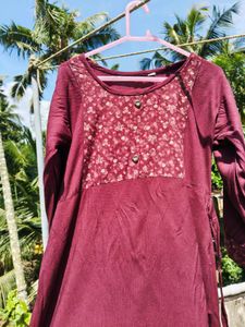Maroon Floral Print Kurta