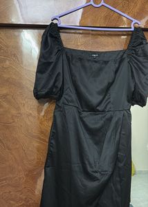 Chic Black Puff Sleeve Mini Dress- Size M