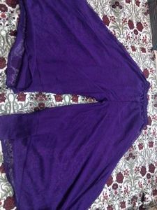 Embroidered Purple umbrella plazo kurta with dupat