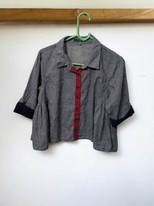 Bombay Paisley Cotton Linen Checkers Crop Top