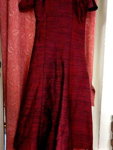 Elegant Maroon Embroidered Gown kurti