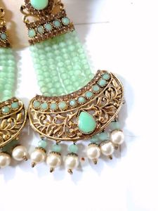Stunning Mint Green Beaded Earrings