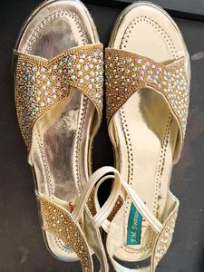 Golden Embellished Ethnic Sandals
