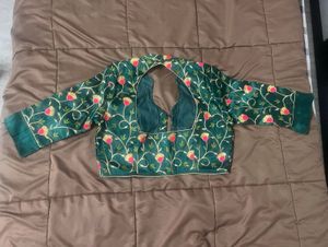 Embroidered Green Ethnic Blouse