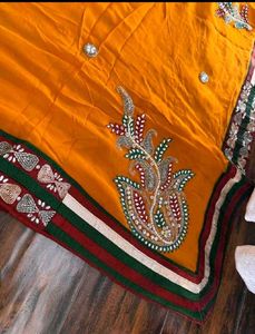 Elegant Mustard Embroidered Saree