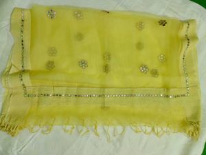 Butter Yellow Mirror-Work tissue Dupatta 💛