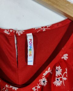 Red Printed Western Wear Dress (Women)