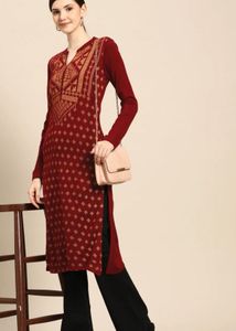 Maroon Kurta with Gold Print