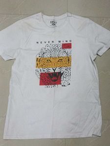 White "Never Mind" Leopard Print T-Shirt