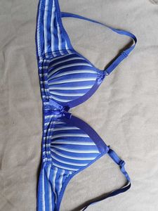 Blue Striped Padded Bra