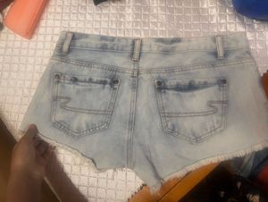 Light Wash Distressed Denim Shorts
