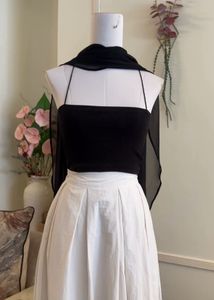 Elegant Black Sheer Overlay Gown
