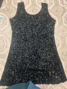 Sparkly Black Sequin party Tank Top in 36 bust