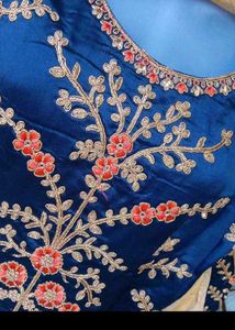 bust 40 Elegant Navy Blue Embroidered Anarkali Gow