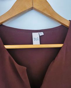 Chic Brown Ruffled Sleeve Dress