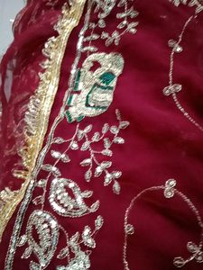 Maroon sequence georgette darbari saree
